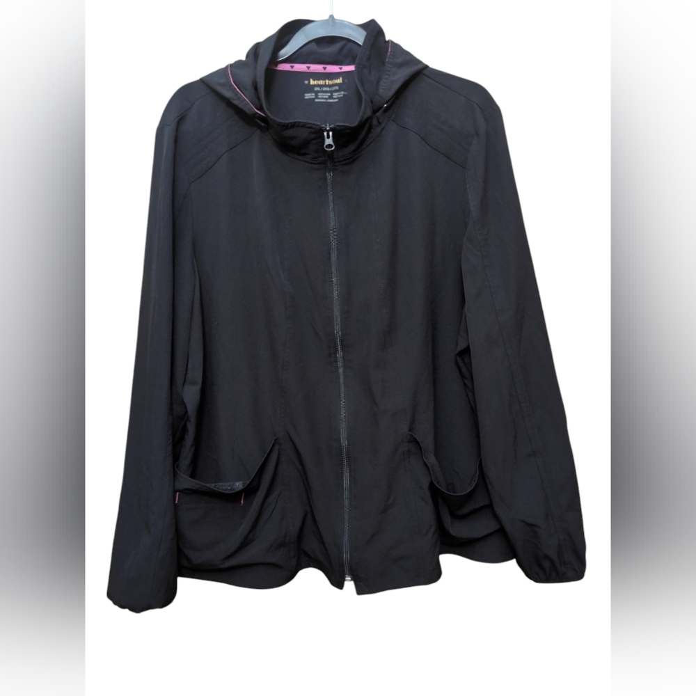 Heartsoul 2x Black Zip Up Scrub Jacket Thin